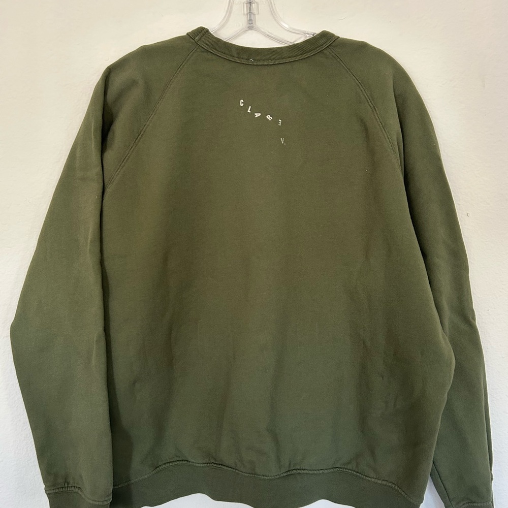 Clare V. Olive Green Sweatshirt with bright Orange Print Sz.XL - Picture 3 of 7